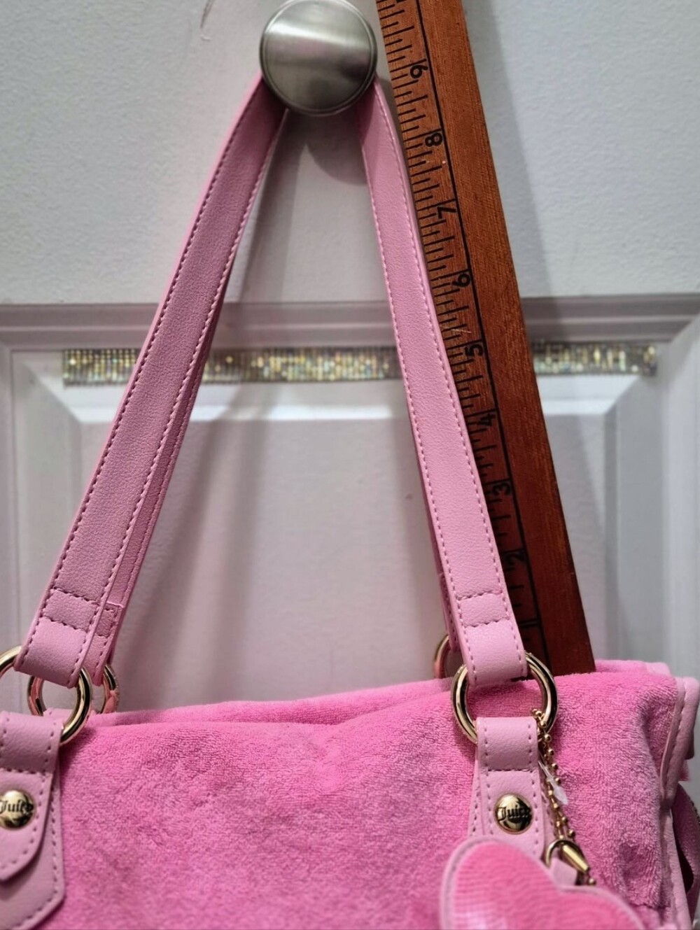 💘*Juicy Angel* Embroidered, Pink Sequins Velour Tote💕 - Picture 13 of 14